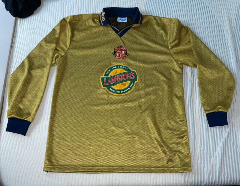 stunning Sunderland A.F.C. 1997-99 away shirt - long sleeved - golden - rare for sale on Ebay