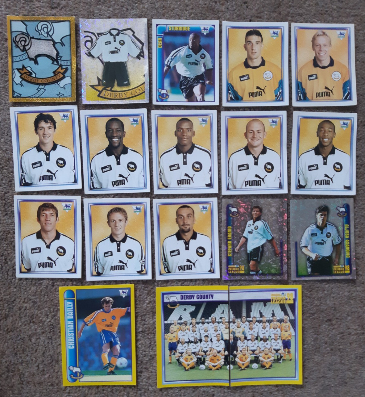 18 x Merlin Premier League 98 Derby County football stickers for sale on Ebay