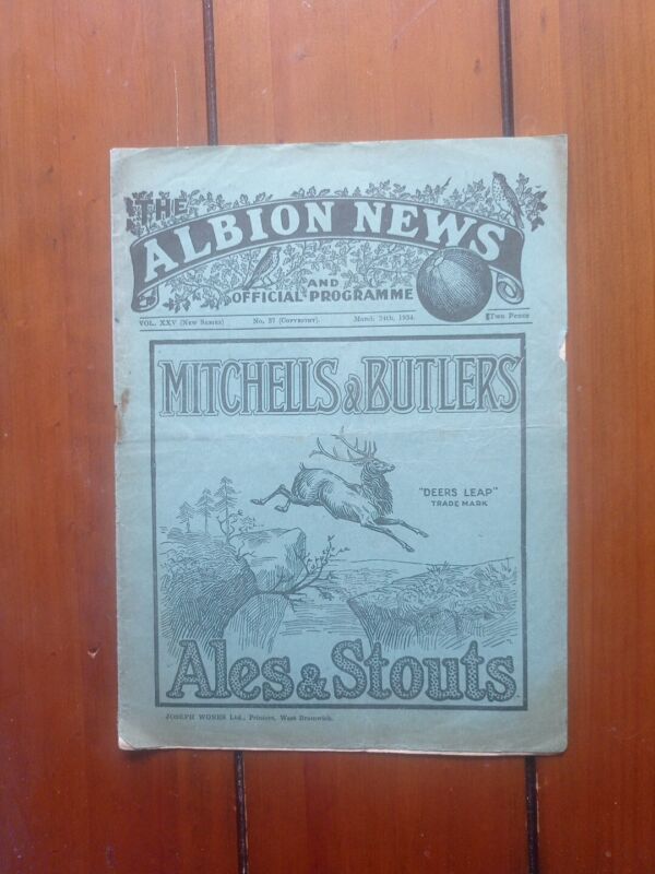 1934 West Brom V Sunderland for sale on Ebay