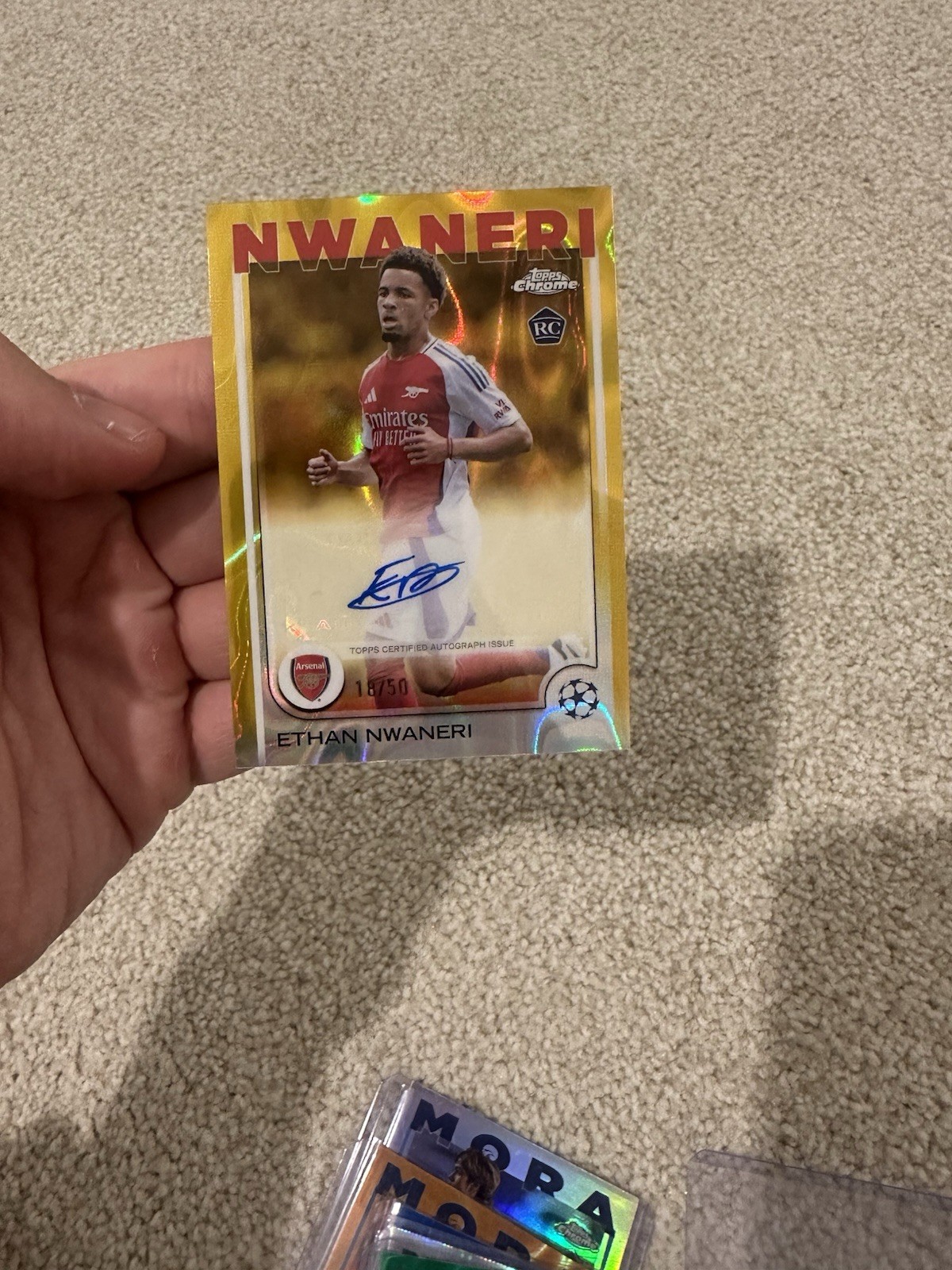 Ethan Nwaneri 18/50 Rookie Gold Lava Auto Arsenal Topps for sale on Ebay