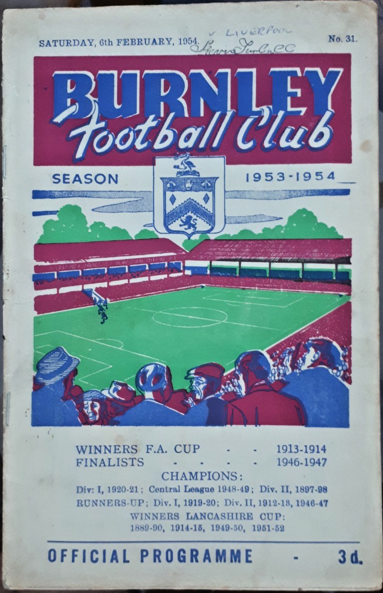 Burnley v Liverpool programme 1953/54 Season for sale on Ebay