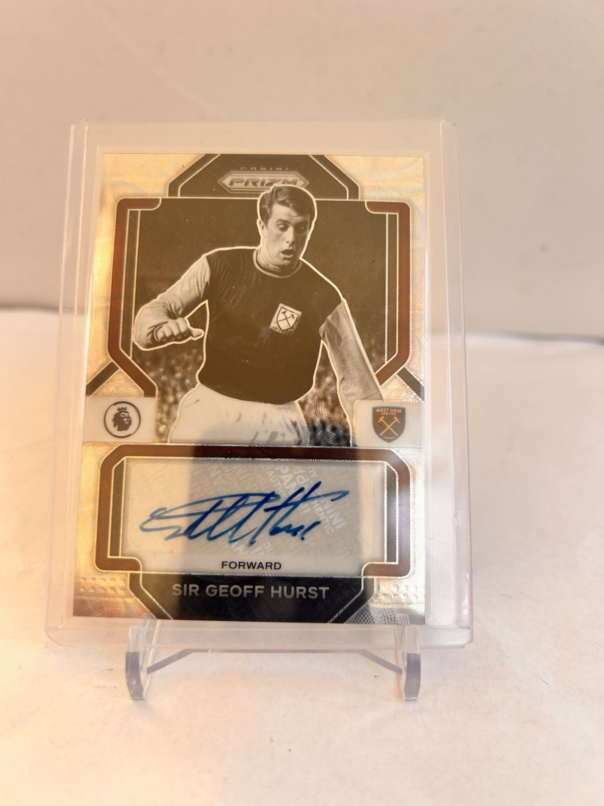 Sir Geoff Hurst Choice Auto 22-23  Panini Prizm West Ham Signed Football Card SP for sale on Ebay