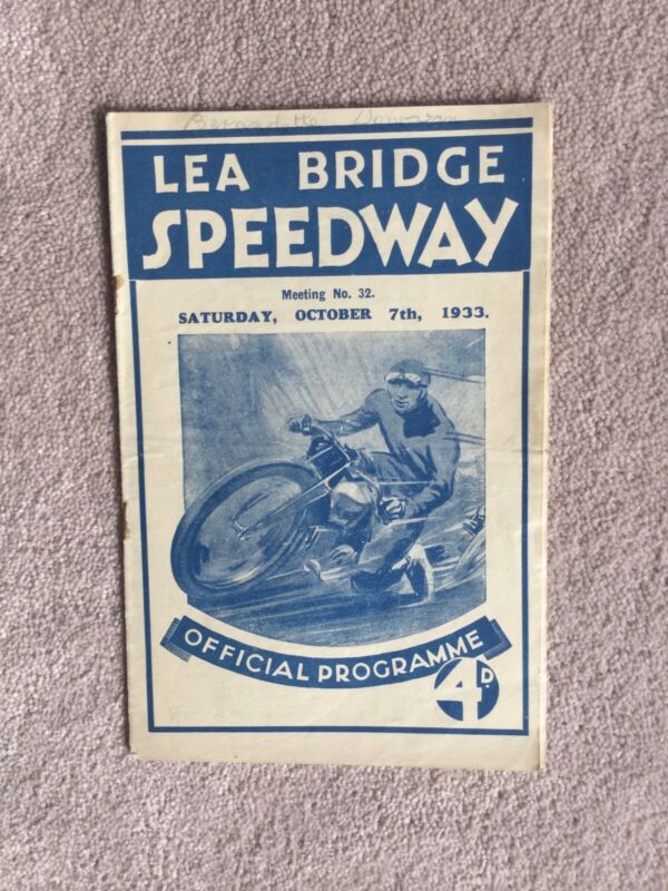 Lea Bridge (Clapton) vs Crystal Palace 1933 Speedway programme. for sale on Ebay