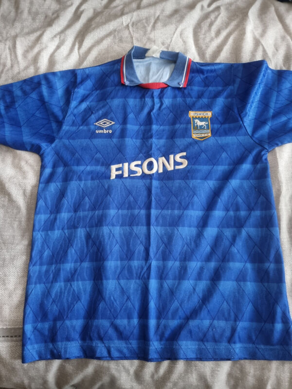 Ipswich Town Football ITFC Home Shirt 1989 to 1992 Fisons Size L Very Rare for sale on Ebay