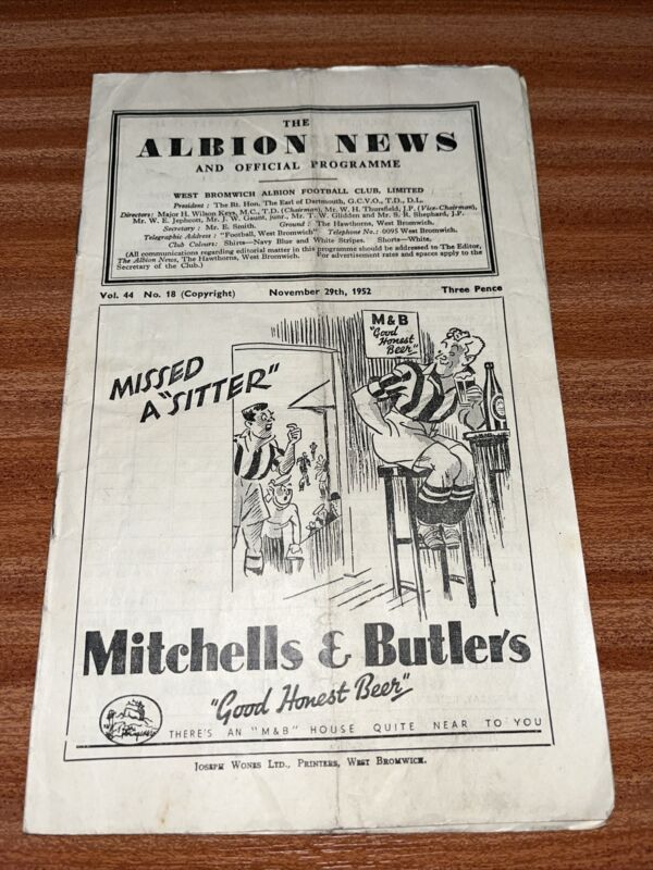 West Brom Bromwich Albion V Manchester United Man Utd Programme 1952 1953 for sale on Ebay