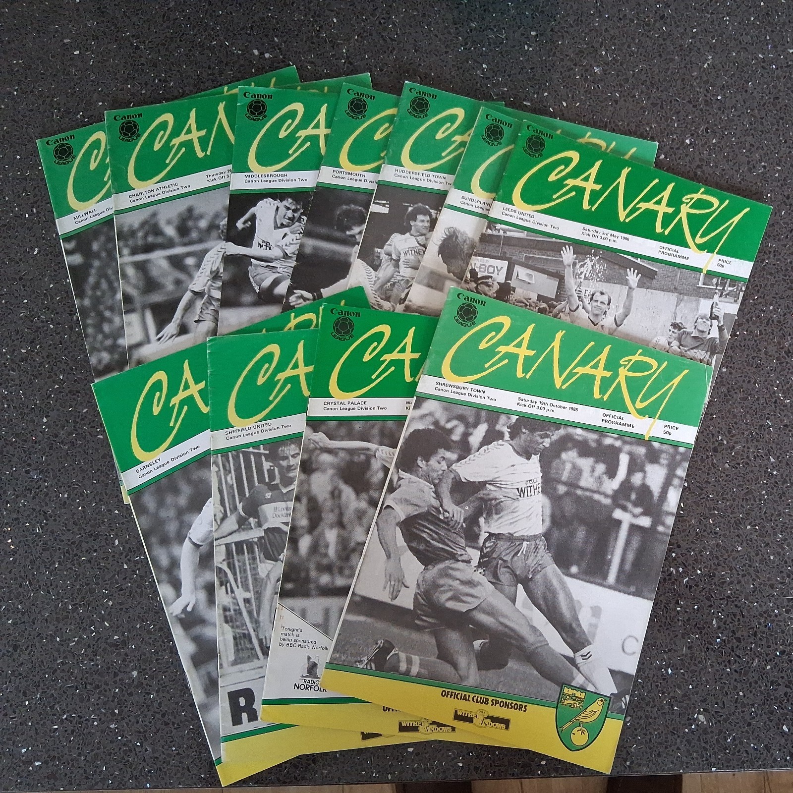 11 Norwich City Home Programmes season 1985-6 for sale on Ebay