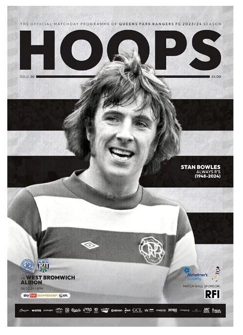 QPR v West Brom * Stan Bowles * Programme + Team Sheet + VIP Pass 06/03/2024 for sale on Ebay