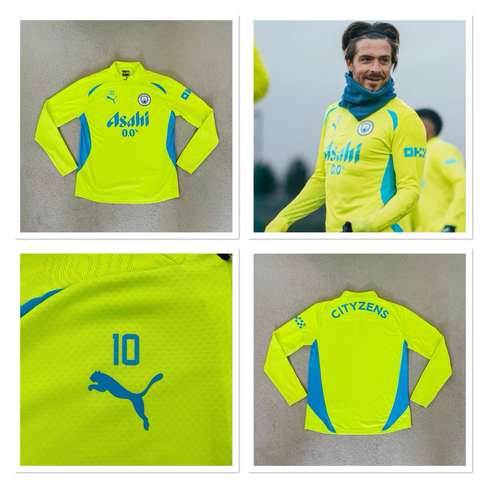 Manchester city puma player issue Player WORN pro training Jumper M  GREALISH 10 for sale on Ebay