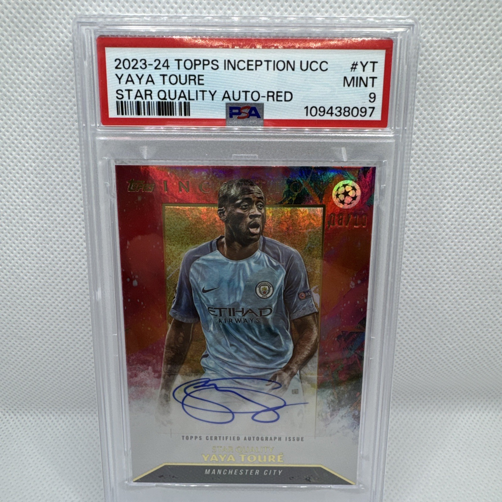 Yaya Toure /10, Autograph, Topps Inception, Manchester City, PSA 9 for sale on Ebay