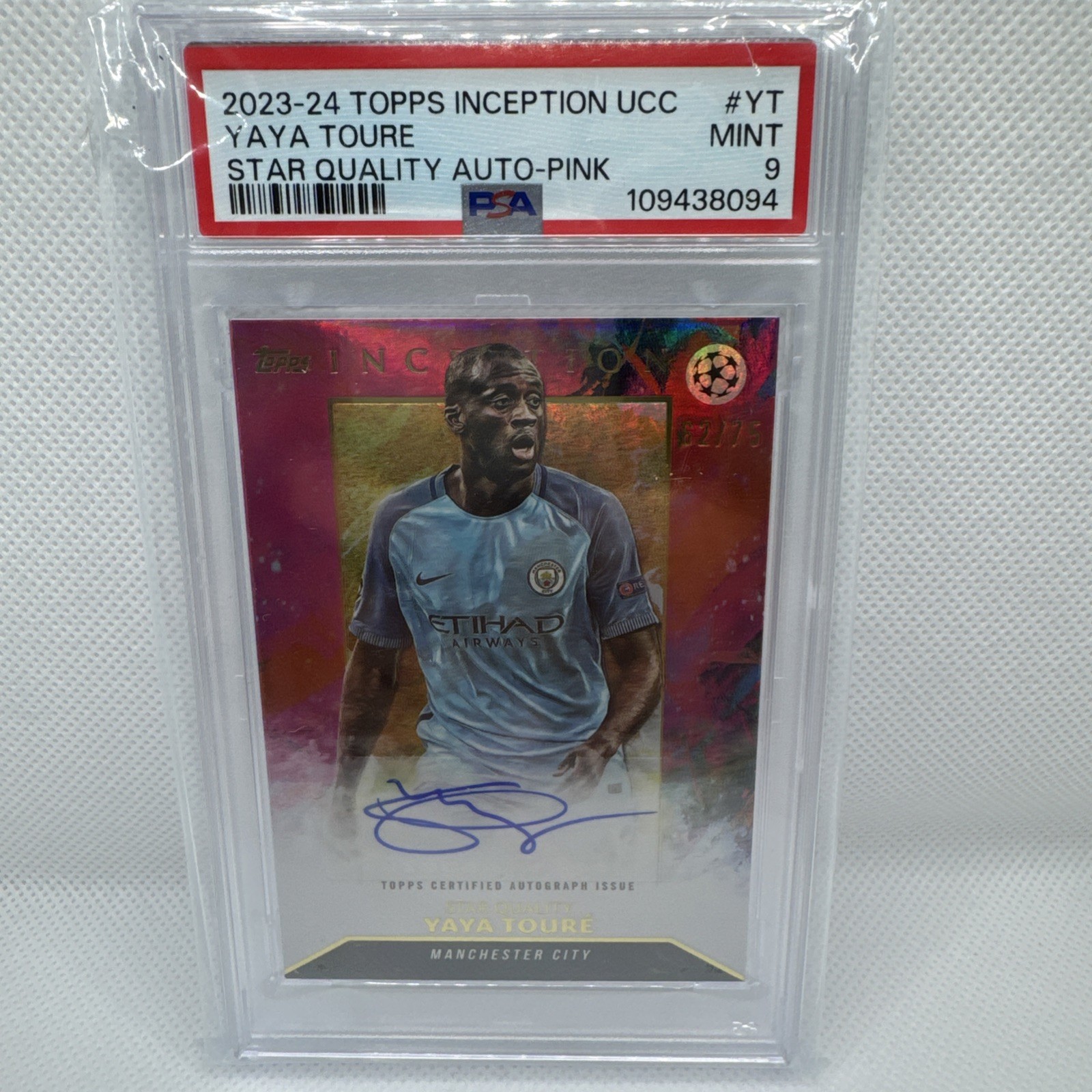 Yaya Toure /75, Autograph, Topps Inception, Manchester City, PSA 9 for sale on Ebay