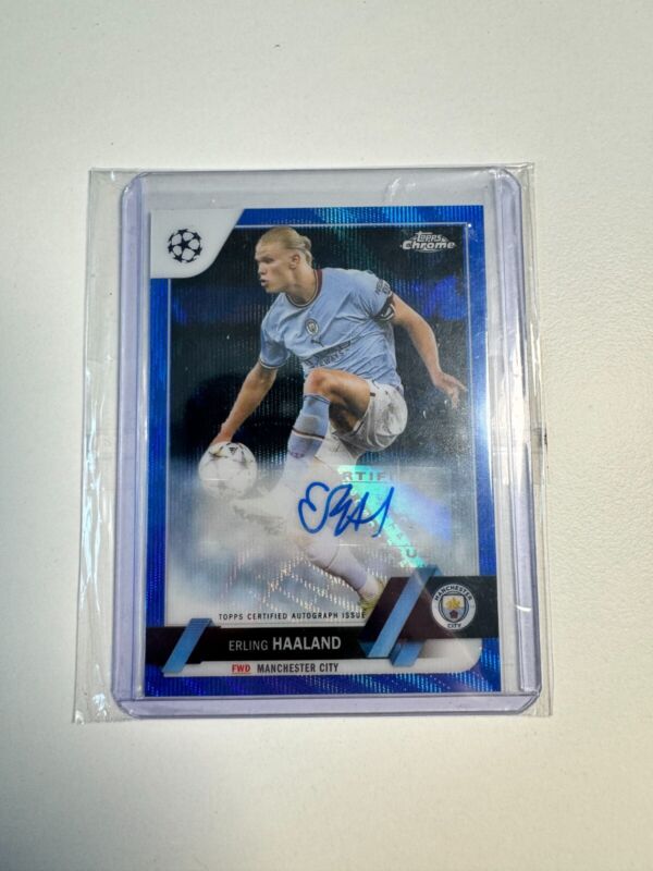 TOPPS UCC CHROME 2022-2023 ERLING HAALAND MANCHESTER CITY AUTOGRAPH 21/75 for sale on Ebay