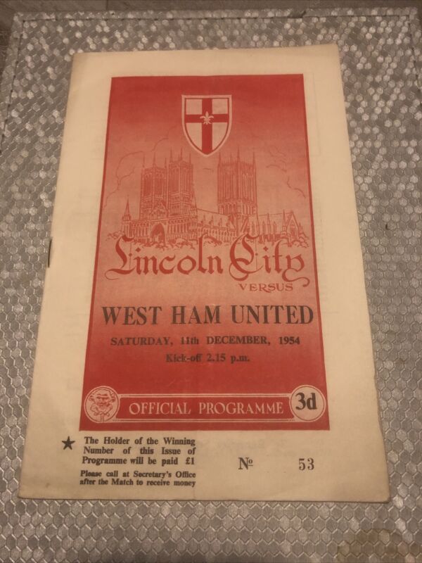 LINCOLN CITY V WEST HAM UNITED 1954-55 for sale on Ebay