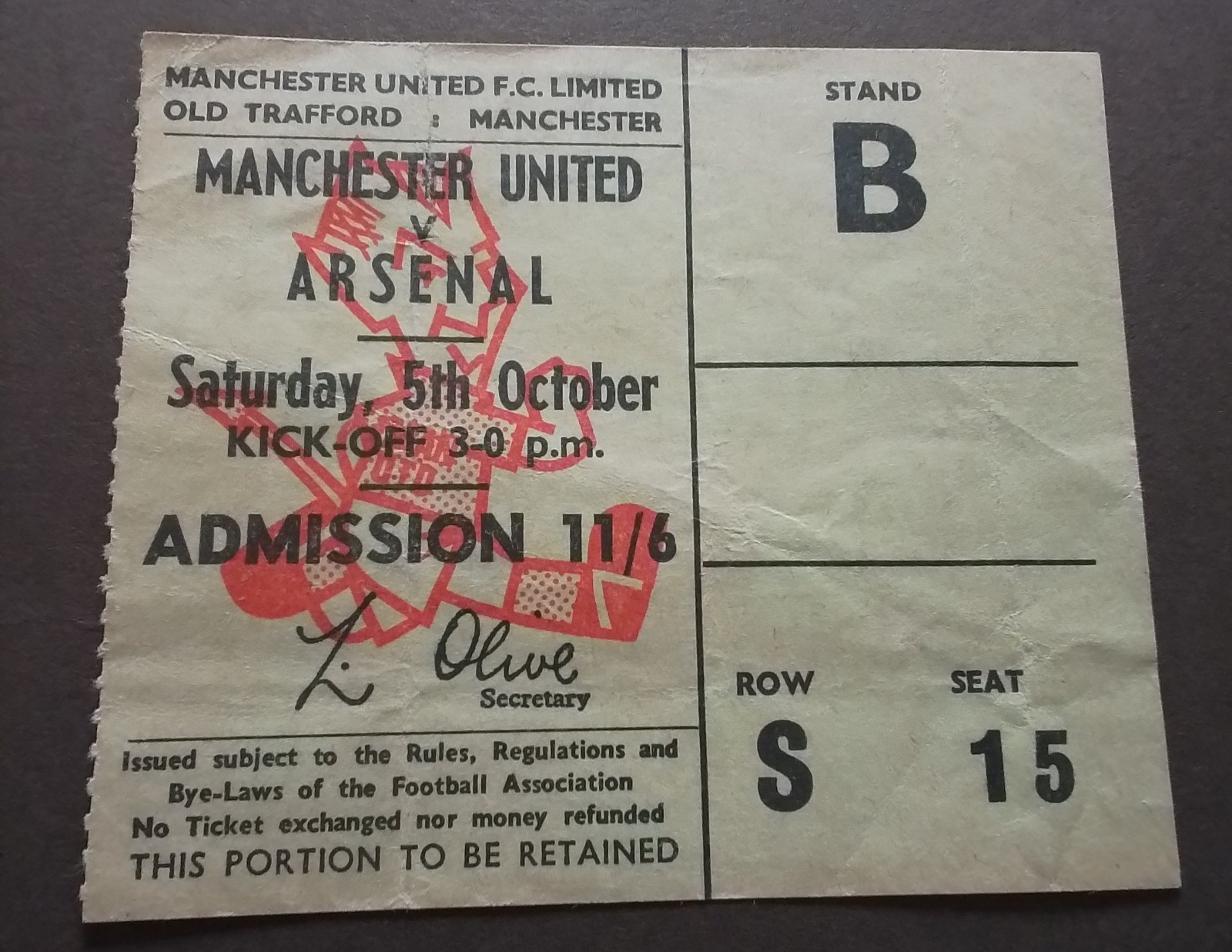  Manchester United v Arsenal Division One  1968/9 for sale on Ebay