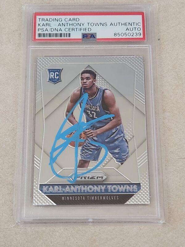 2015-16 PRIZM KARL ANTHONY TOWNS RC #328 SIGNED CARD PSA DNA AUTHENTIC T-WOLVES for sale on Ebay