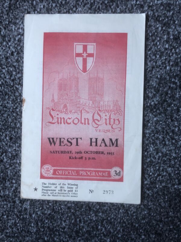 LINCOLN CITY V WEST HAM UNITED 1955-56 for sale on Ebay
