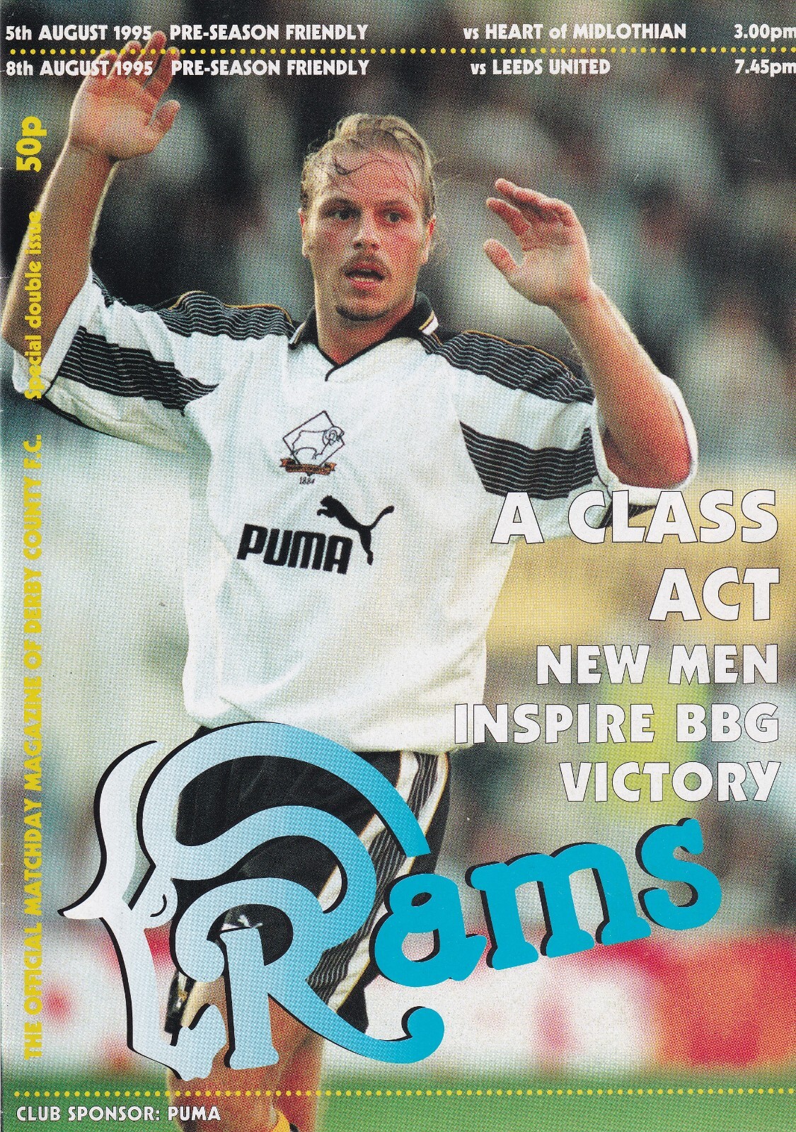 DERBY COUNTY v LEEDS UNITED & HEARTS Pre-Season Friendlies 5th & 8th August 1992 for sale on Ebay