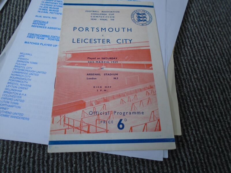 PORTSMOUTH V LEICESTER CITY 1949 FA CUP SEMI FINAL @ ARSENAL FC for sale on Ebay