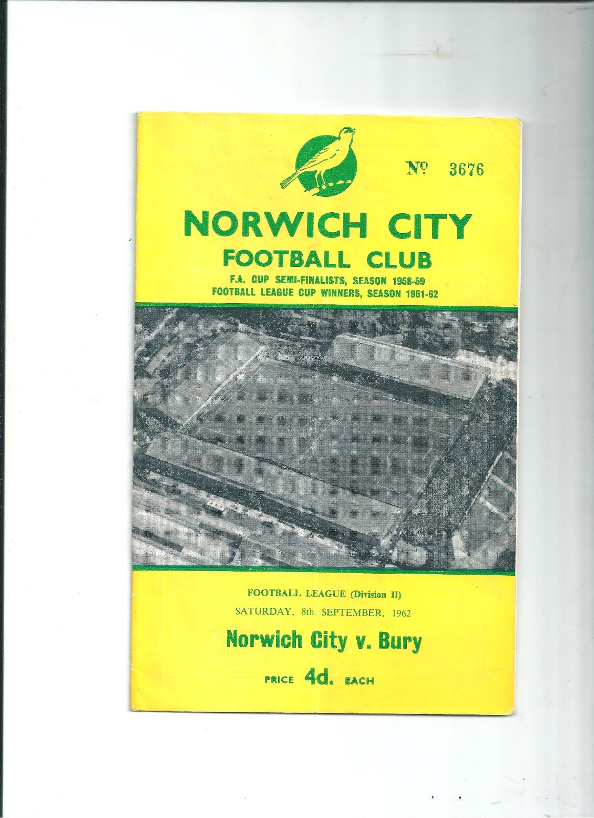 NORWICH CITY v BURY 1962-63 for sale on Ebay