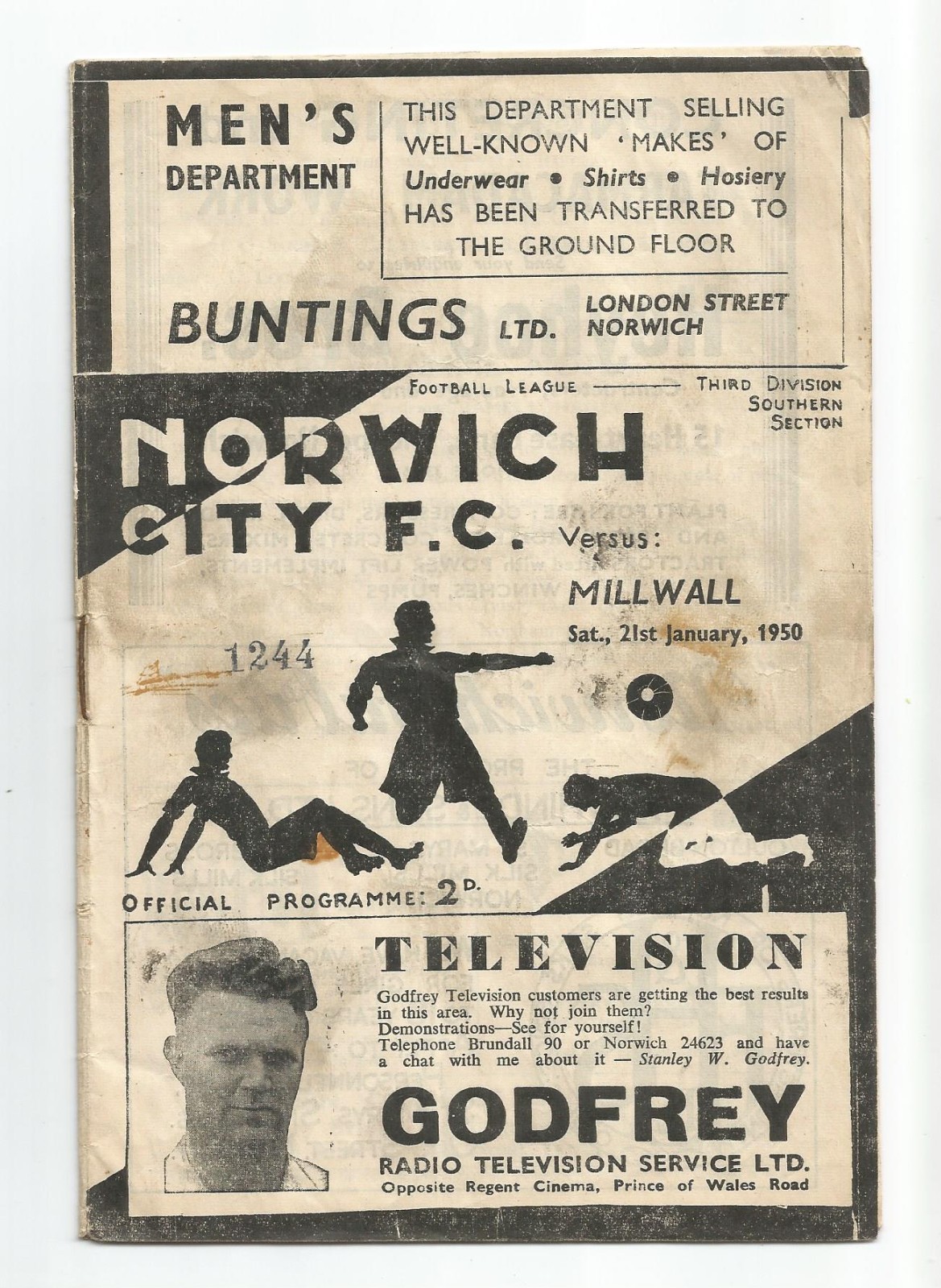 NORWICH CITY v MILLWALL   1949-50 FOOTBALL PROGRAMME - LEAGUE DIVISION 3 SOUTH for sale on Ebay