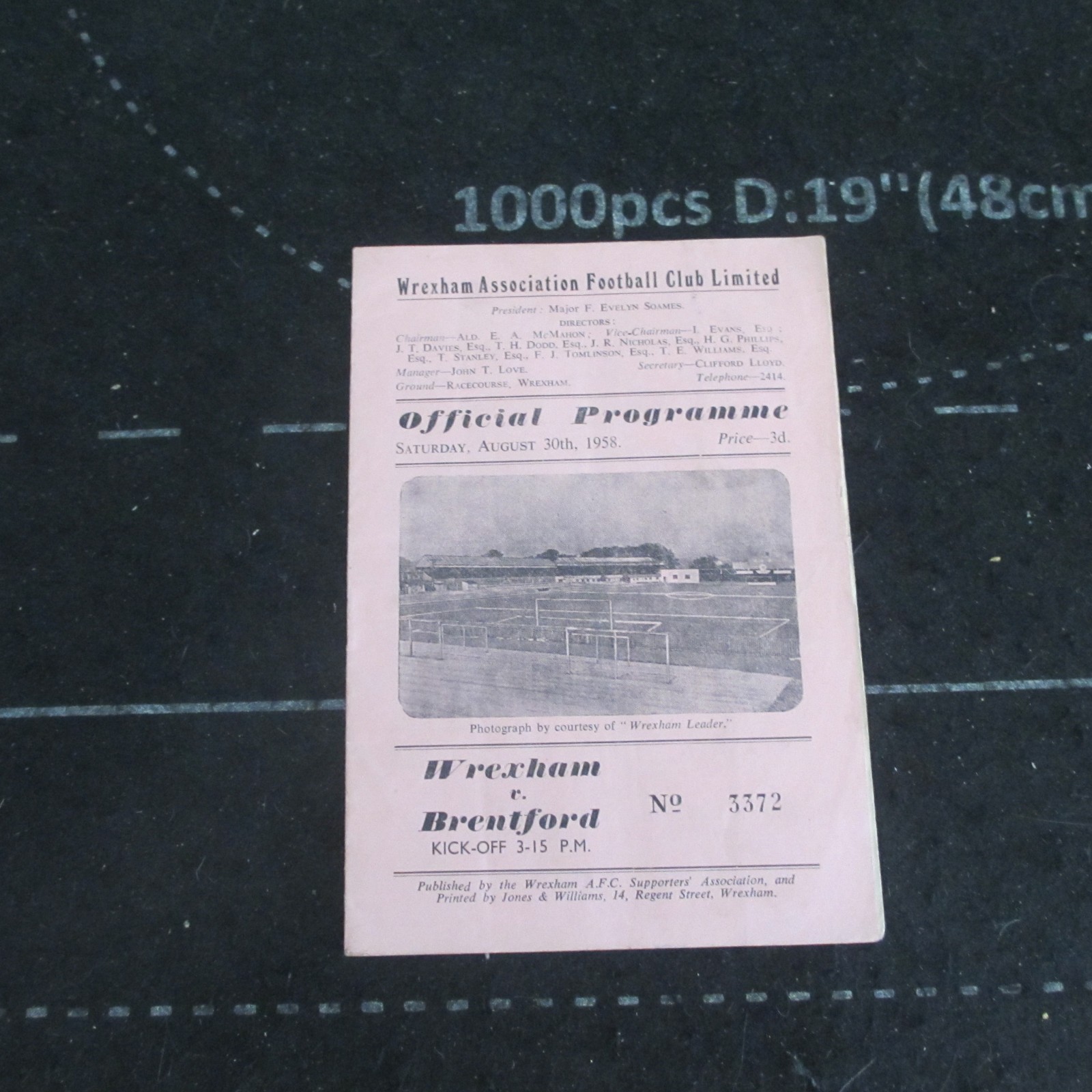 Wrexham v Brentford Div 3 1958/9 for sale on Ebay