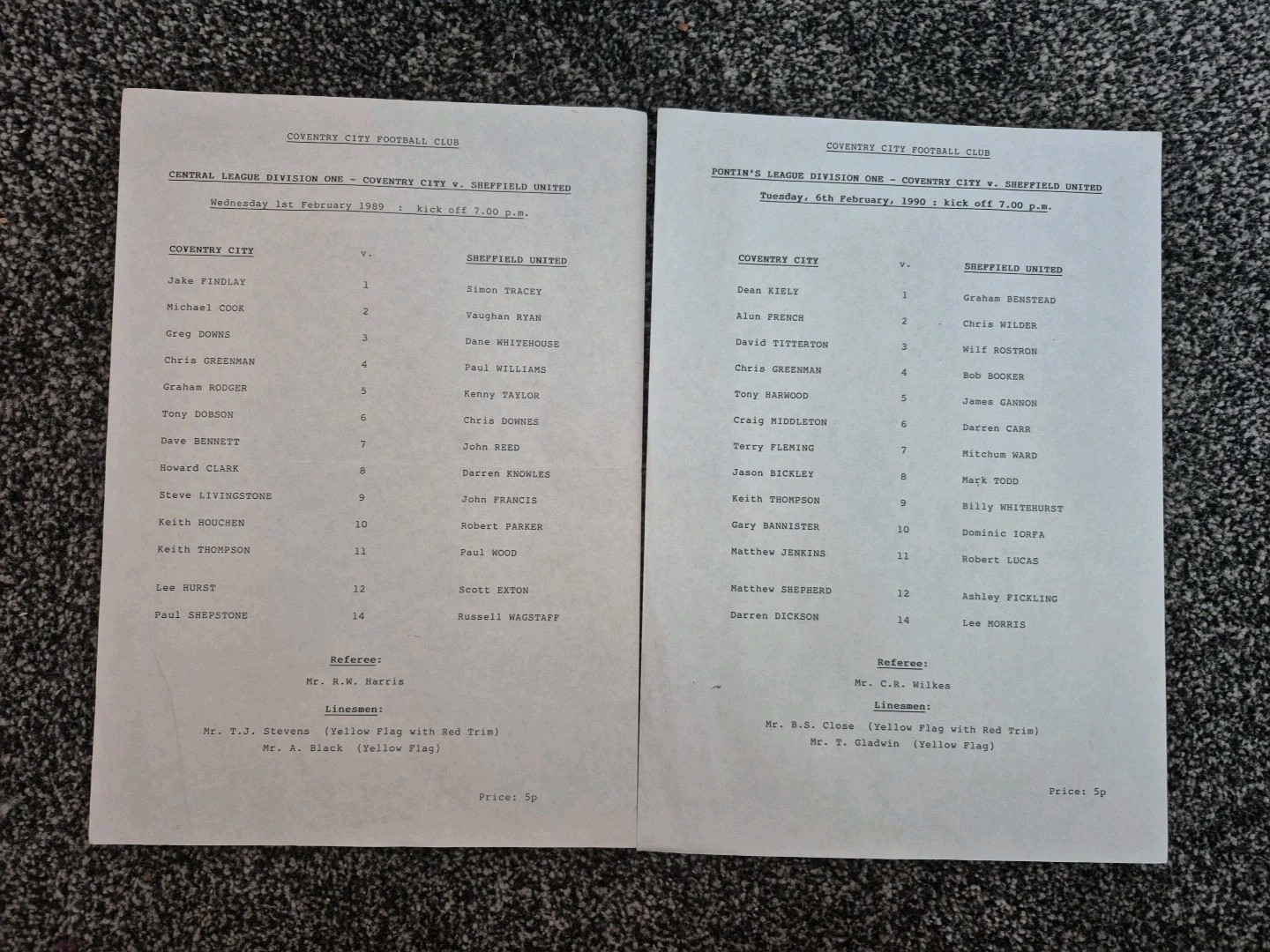 COVENTRY CITY RES V SHEFFIELD UNITED RES  X2 1988-89 & 1989-90 for sale on Ebay